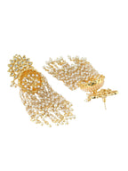 NVR Women Gold-Polished Contemporary Jhumkas Earrings | Grocsy