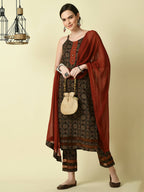 Myshka Women's Multi Straight Kurta & Trousers With Dupatta | Grocsy