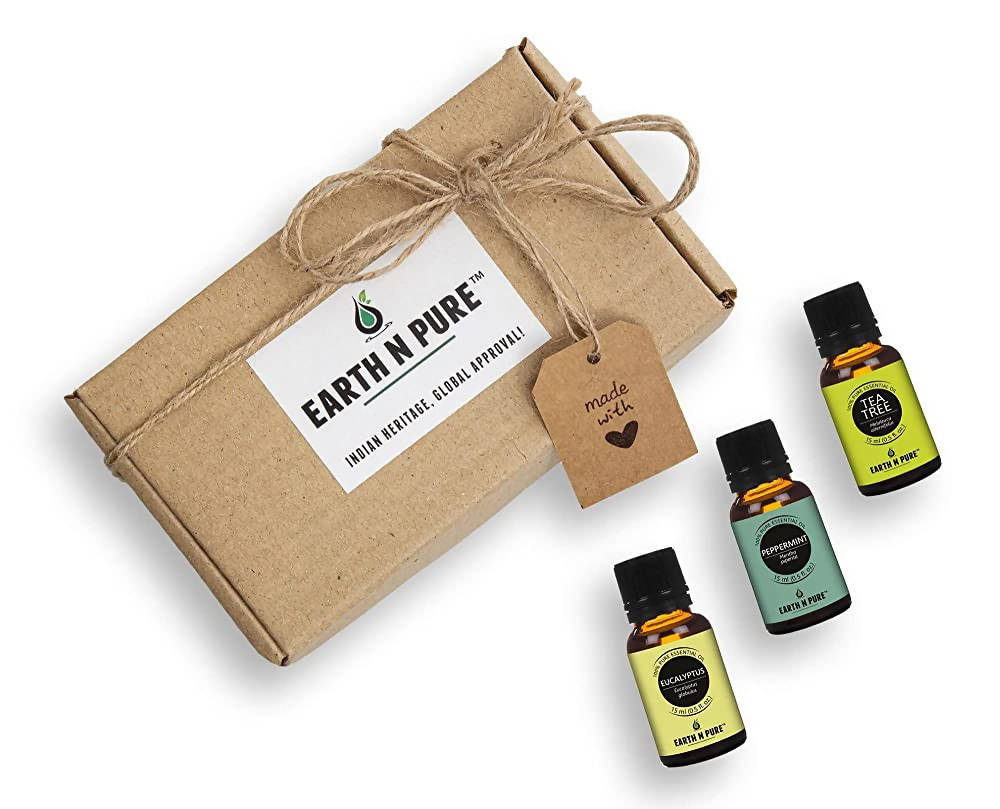 Earth N Pure Essential Oils (Eucalyptus, Peppermint & Tea Tree) | Grocsy