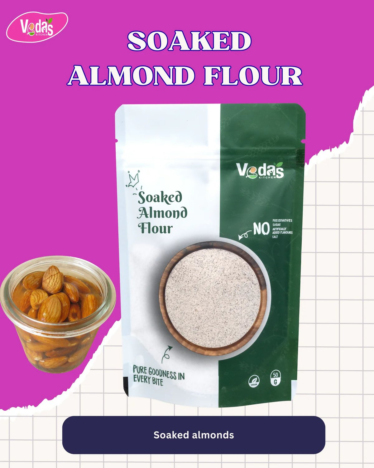 Vedas Kitchen Soaked Almond Flour | Grocsy