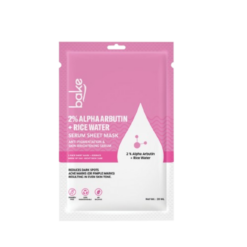 Bake 2% Alpha Arbutin + Rice Water Serum Sheet Mask | Grocsy