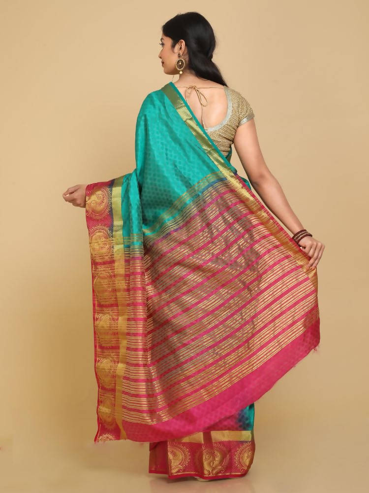 Kalamandir Floral Green Pashmina Saree | Grocsy