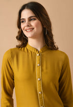 Joban Fashion Mustard Cotton Rayon Kurta Set | Grocsy