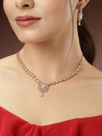 NVR Women's Gold-Polished American Diamond Studded Handcrafted Jewellery Set | Grocsy