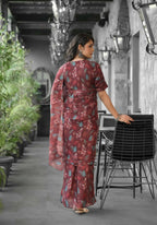 stylish Casual Brown Imported georgette Ready to Wear Fancy Saree - Ashwini | Grocsy