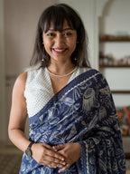 Suta Blue Floral Pure Cotton Saree | Grocsy
