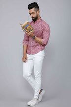 Miravan Men's Pink Spread Collar Floral Print Casual Shirt | Grocsy