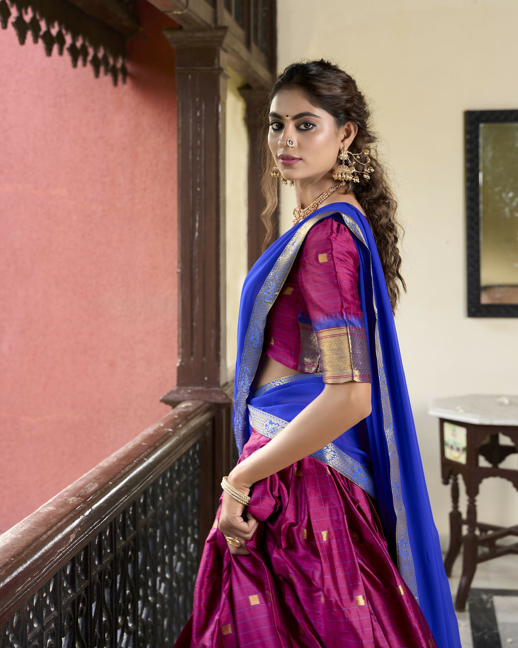 Lorenvalley Ranipink Cotton Silk Weaving Work With Paithani Concept Lehenga Choli | Grocsy