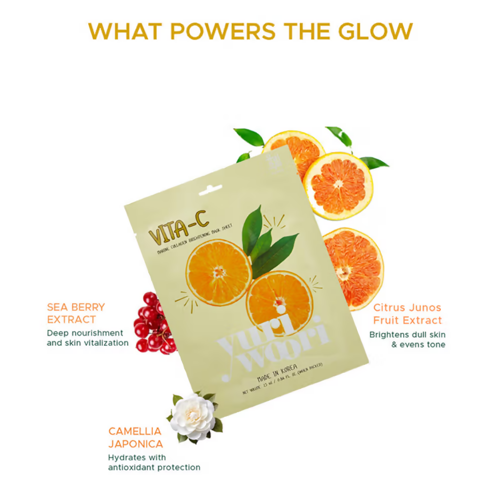 Yuri Woori Vita-C Marine Collagen Brightening Sheet Mask | Grocsy