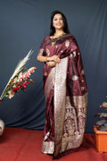 Jyoti Fashion Women's Brown Paithani Silk Zari Woven Saree with Blouse | Grocsy
