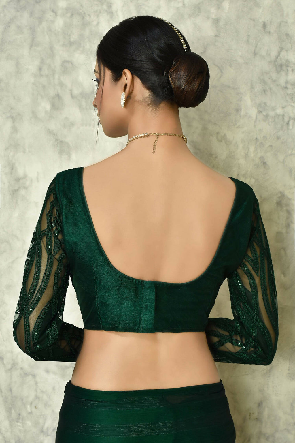 Dark Green Silk Solid Saree With Blouse Piece - Purvi | Grocsy