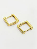 NVR Men's Gold-Polished Geometric Shape Stainless Steel Hoop Earrings