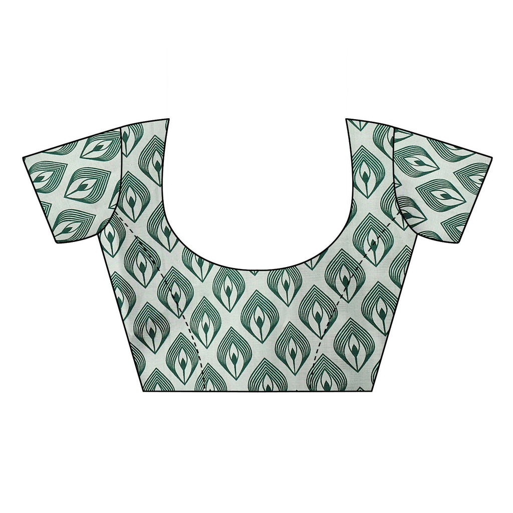 Vamika Green Printed Art Silk Saree | Grocsy