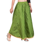 Asmaani Green Color Golden Zari Work Maxi Skirt | Grocsy