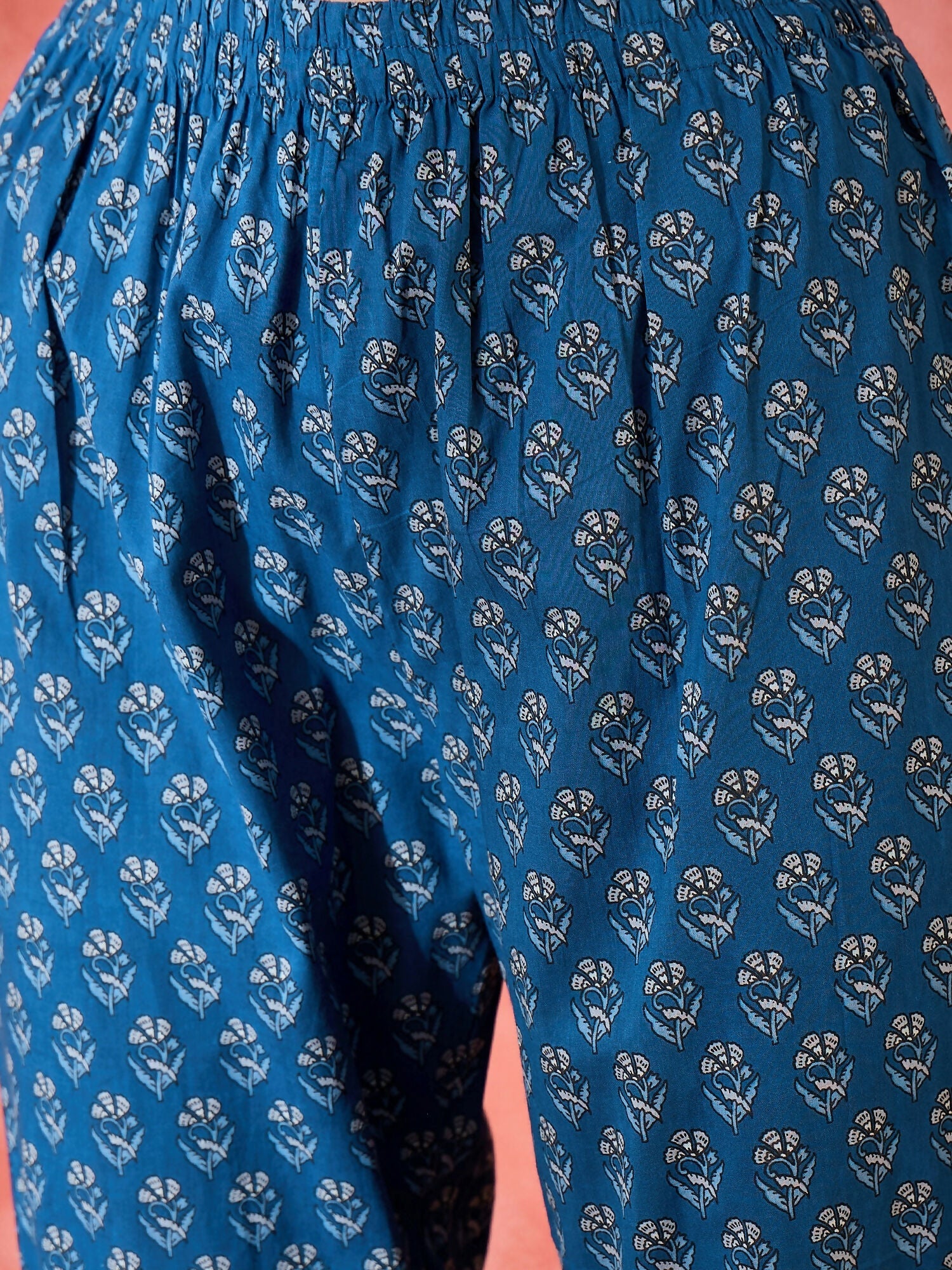 Joban Fashion Printed Blue Pure Cotton Kurta Set | Grocsy