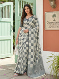 Shree Shyam Fashion Off White Linen Cotton Saree | Grocsy