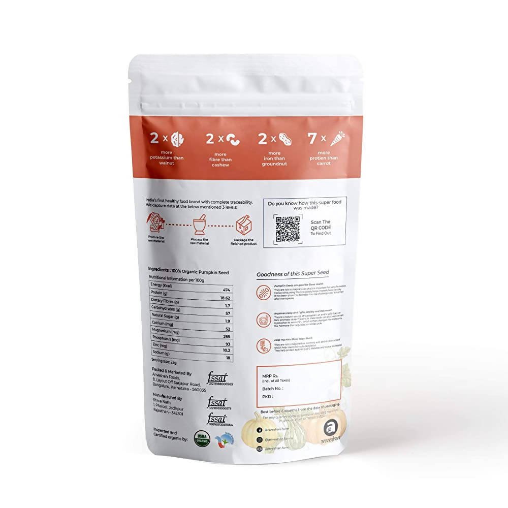 Anveshan Organic Raw Pumpkin Seeds | Grocsy