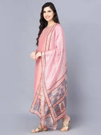 Myshka Women Peach-Coloured Layered Kurta with Trousers With Dupatta | Grocsy