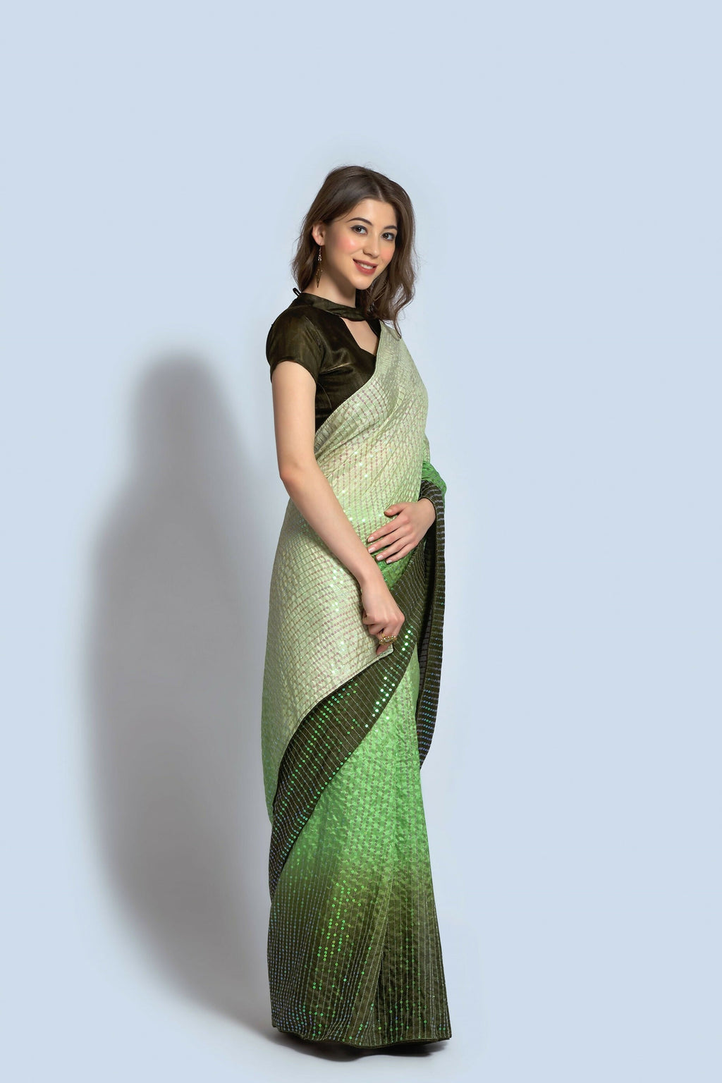Vegaa Fashion Light Green Vichitra Silk Embroidered Party Wear Saree | Grocsy