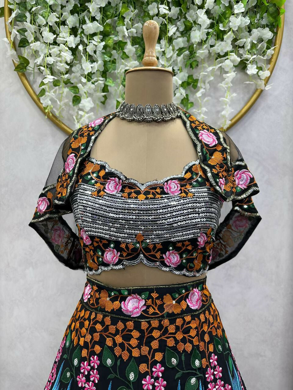 Jyoti Fashion Women's Multicolor Faux Georgette Sequins with Thread Embroidered Designer Lehenga Choli Set | Grocsy