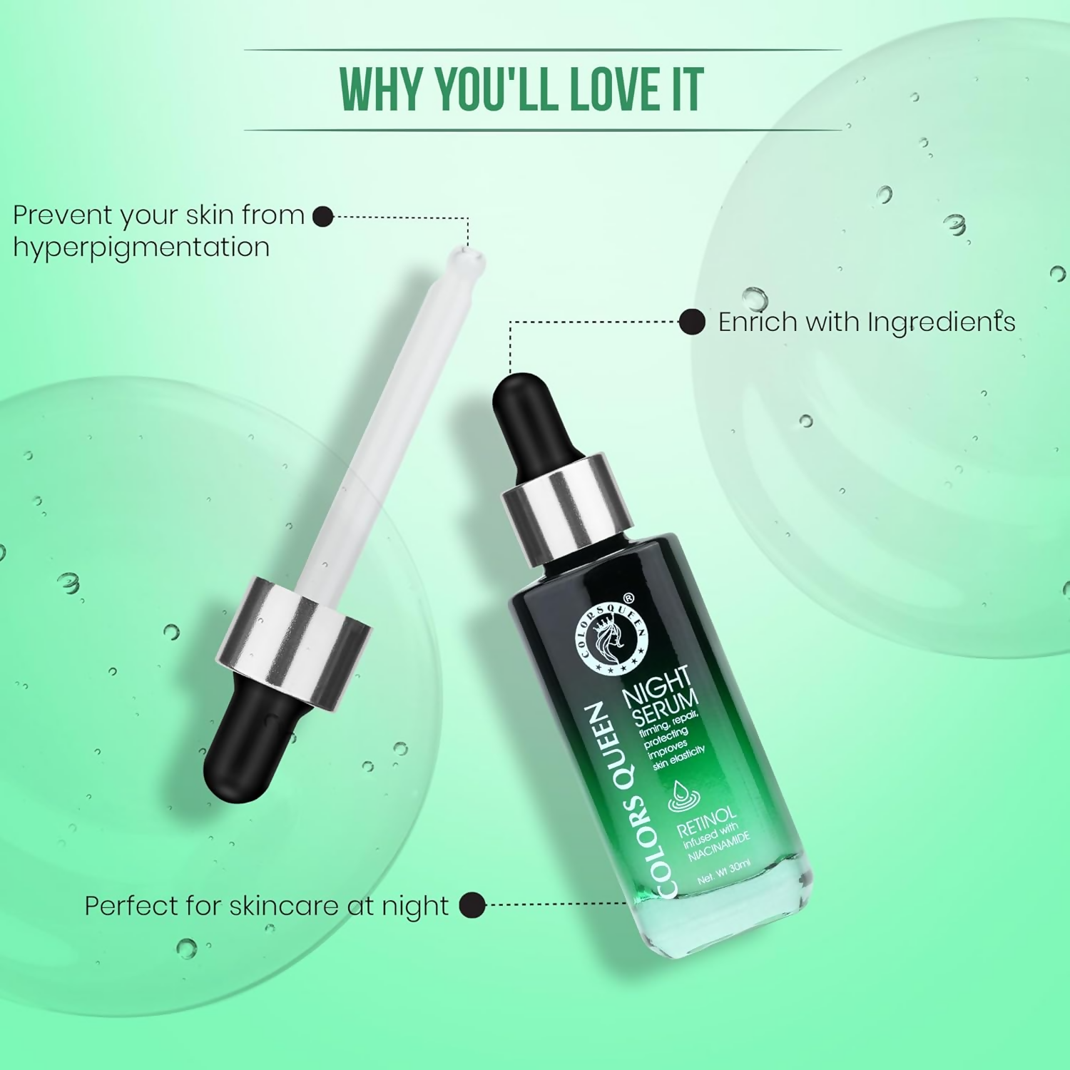Colors Queen Retinol Night Serum Reduce Fine Lines & Wrinkle | Grocsy