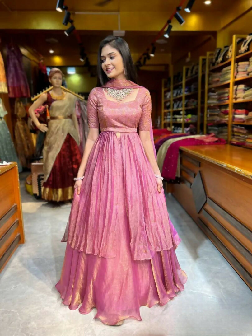 Teeya Creation Pink Color Fendy Satin Heavy Embroidery Work Wedding Wear Stitched Lehenga Choli | Grocsy