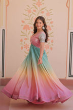 Vastranavya Lavender Gold Crush Padding With Beads Embroidered Work Gown | Grocsy