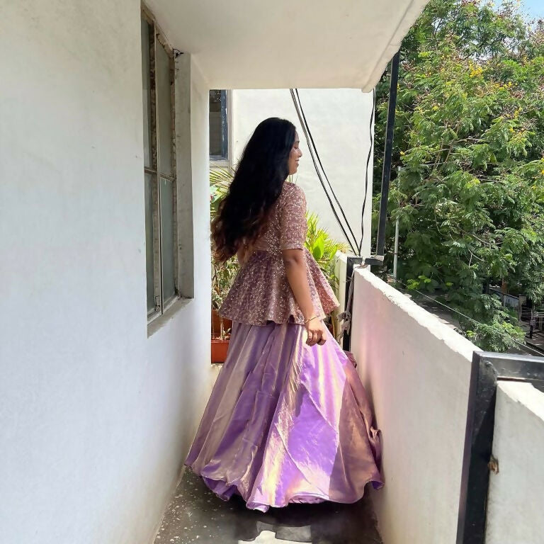 Teeya Creation Purple Color Crunchy Silk Embroidery Work Festiwal Wear Salwar Suit | Grocsy