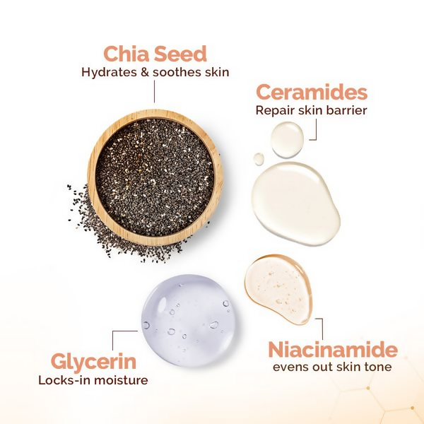 Mamaearth Chia Calming Face Cleanser with Chia Seed & Ceramides for Dry & Sensitive Skin | Grocsy