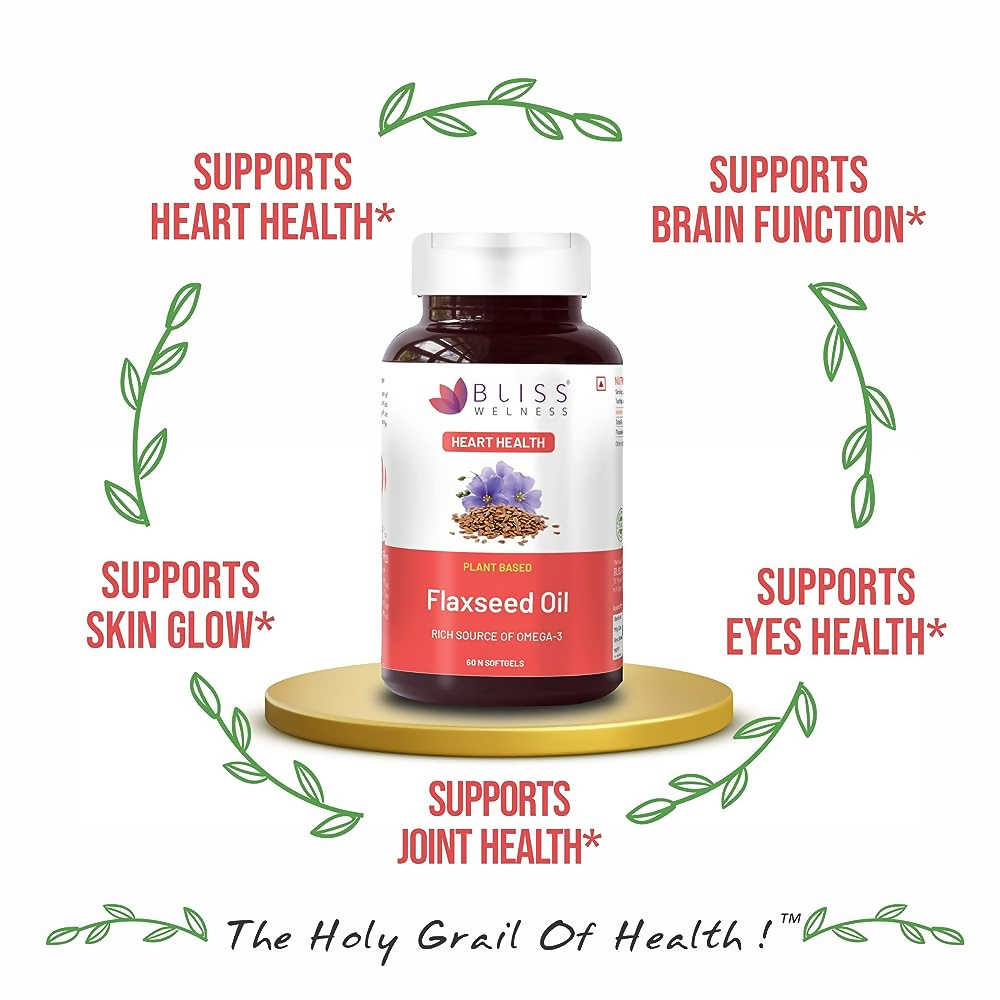 Bliss Welness Flaxseed Oil Softgel Capsules | Grocsy