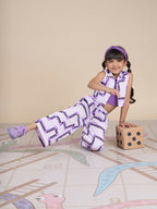 Snakes and Ladders Girls Purple Table Print Top and Pant Set from Siblings Collection | Grocsy