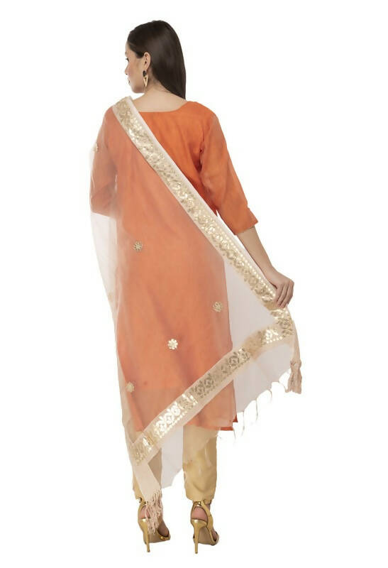 Mominos Fashion Moeza Orgenza Gotta Patti Light Golden Dupatta | Grocsy