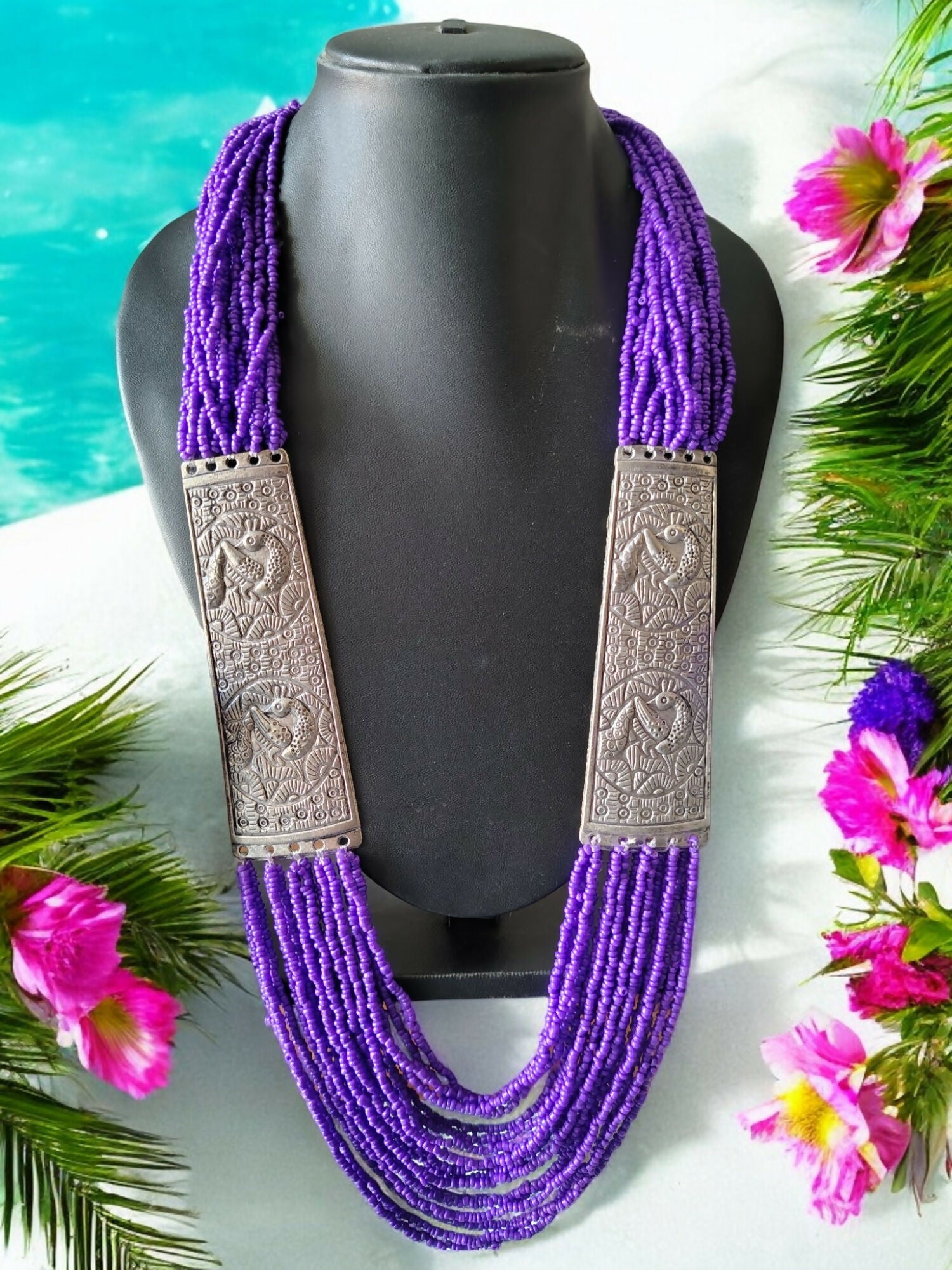 Inhanns Saree Shobha Statement Necklace - Purple Necklace | Grocsy