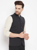 Even Apparels Black Merino Men Woven Nehru Jacket | Grocsy