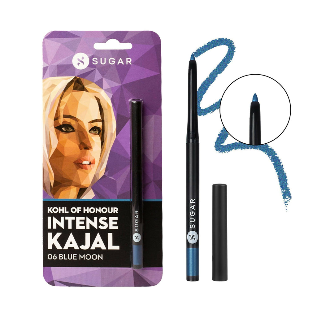 Sugar Cosmetics Kohl of Honour Intense Kajal Upto 12 hrs, Long Lasting, Smudge Proof & Waterproof Kajal - 06 Blue Moon | Grocsy