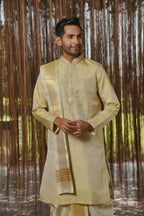 Olive Kanjivaram Machien Embroidered Pattu Set by Hilo Design | Grocsy