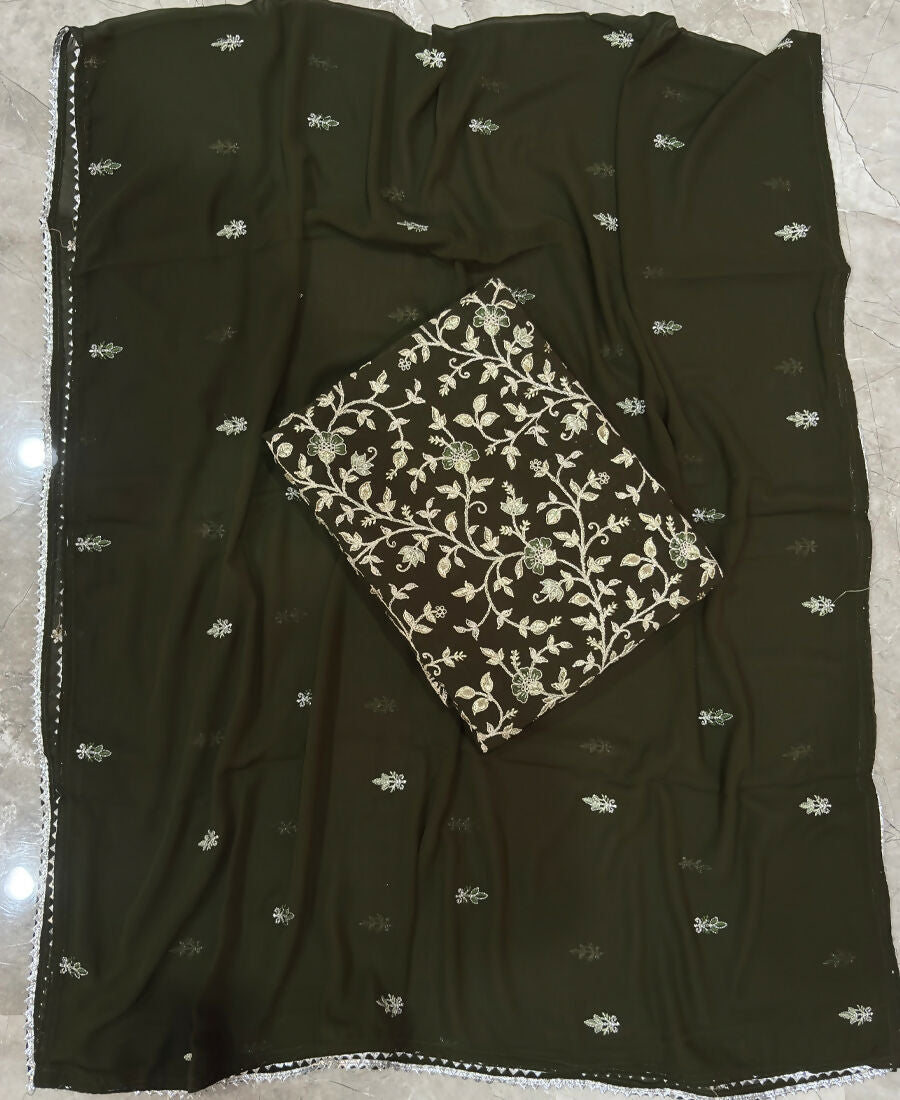 KC Mahendi Green Straight Suit For Women Georgette Fabric | Grocsy