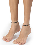 NVR Women's Evil Eye Adjustable Black Anklets | Grocsy