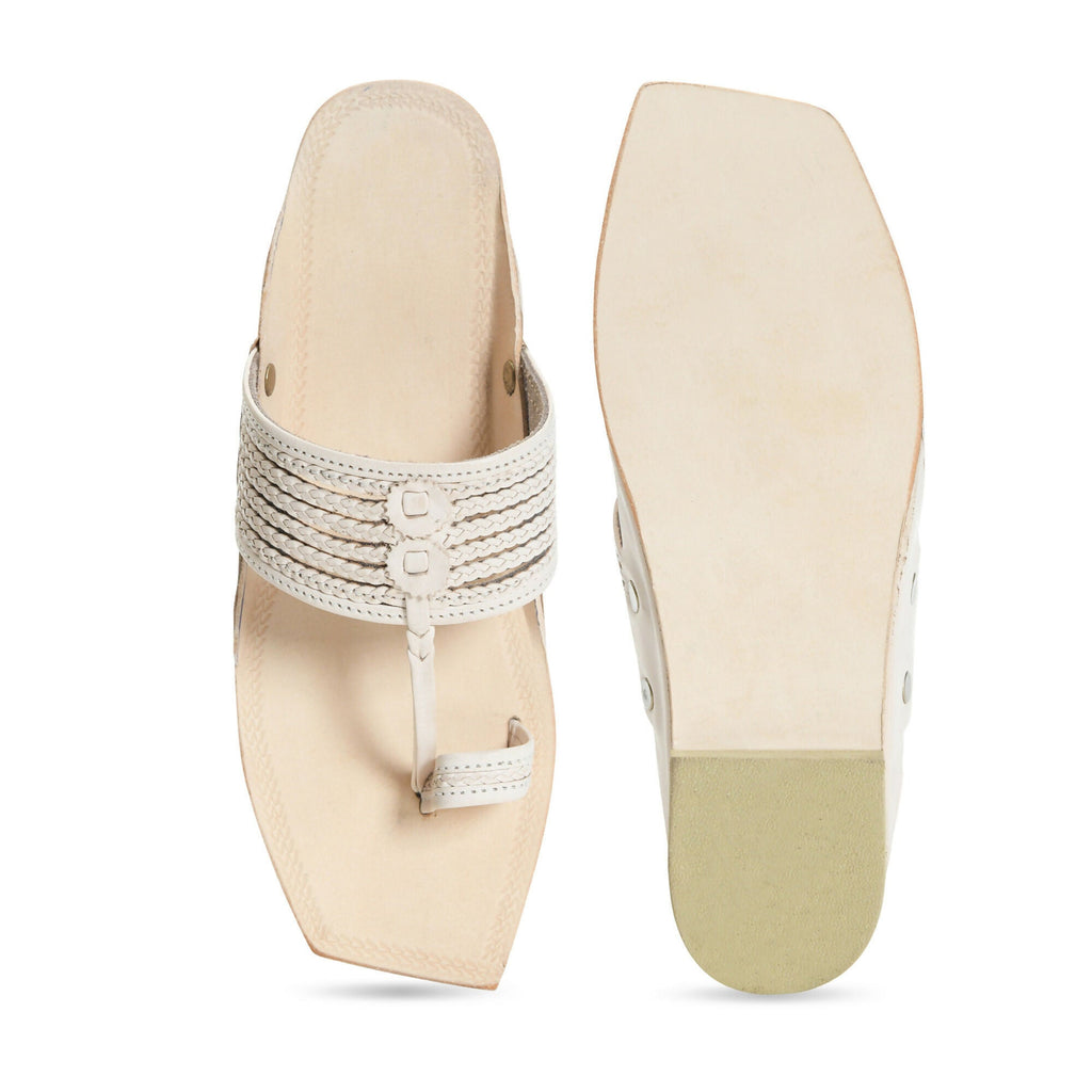 Stepsoft Men'S Natural Square Toe Kolhapuri Chappal | Original Handcrafted Leather Ethnic Slippers | Grocsy