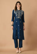 Joban Fashion Navy Cotton Rayon Kurta Set | Grocsy