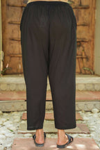 Aramya Straight Soft Cotton Solid Women's Kurta Set - Black | Grocsy