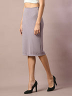 Myshka Women's Lavender Solid Knee Length Party Embellished Skirts | Grocsy