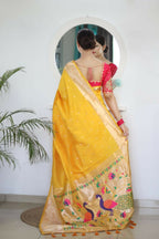 Yellow Woven Jacquard Designer Embroidery Work Party Wear Saree - Parampara | Grocsy