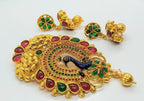 Gold-Polished Multicolor Kemp Peacock Pendant Set | Grocsy