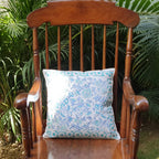 The Decor Nook Peony Floral Print Cushion Cover in Soothing Blue And Green Colour | Grocsy