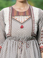 Juniper Women's Ivory Georgette Geometric Printed Tunic | Grocsy