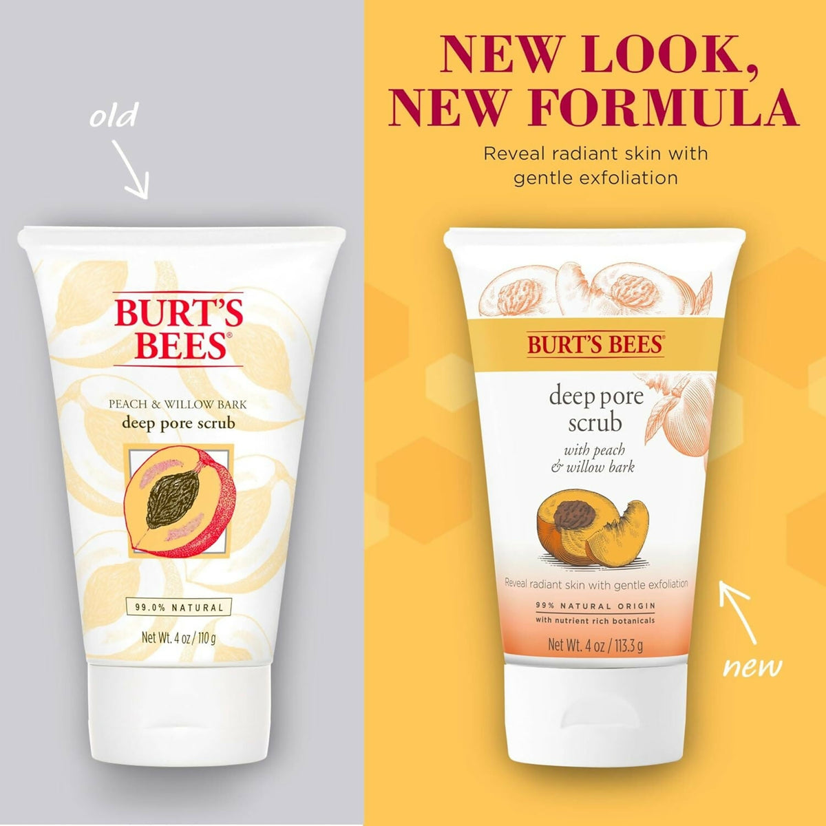Burt's Bees Deep Pore Scrub with Peach & Willow Bark | Grocsy