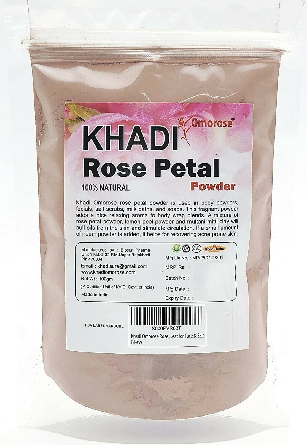 Khadi Omorose Rose Petal Powder | Grocsy