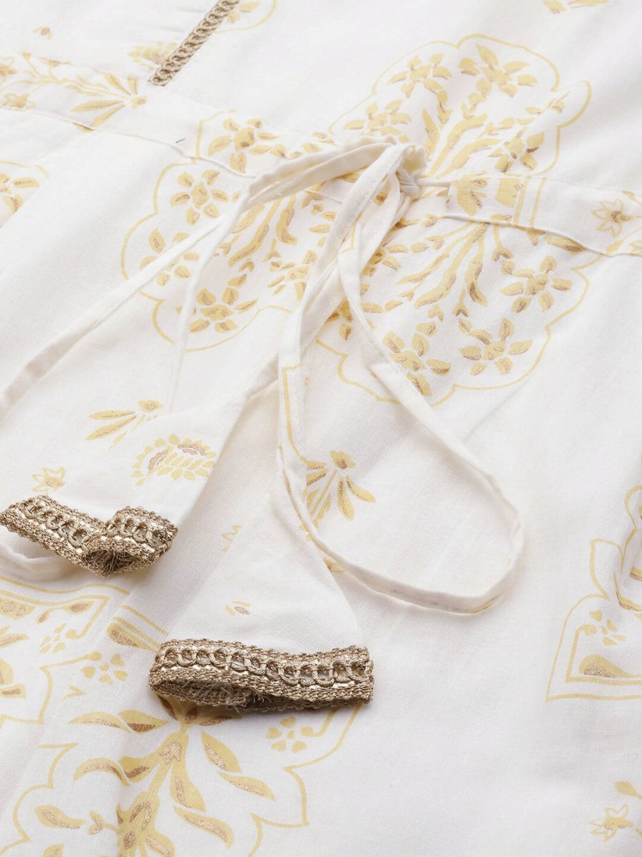 Ahalyaa Off White Printed Basic Jumpsuit | Grocsy