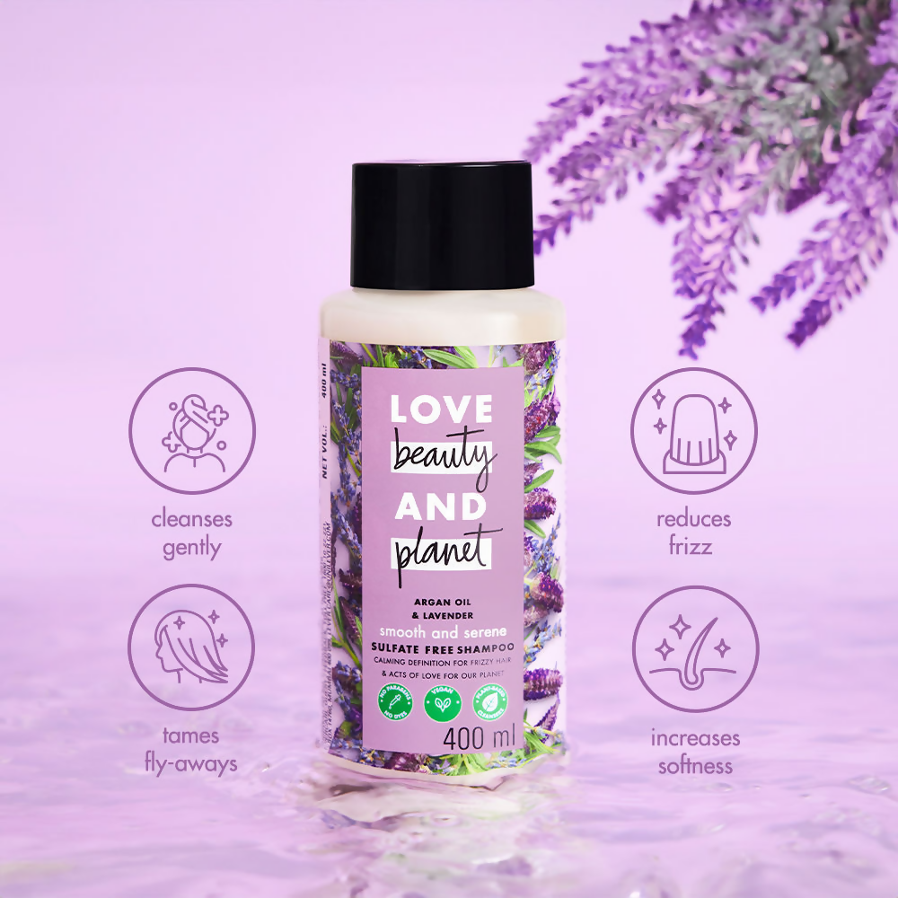 Love Beauty And Planet Argan Oil And Lavender Sulphate Free Shampoo For Dry & Frizzy Hair | Grocsy